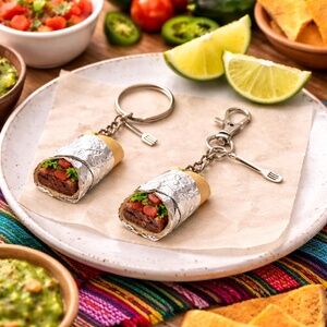 Burrito Keychain or Bag Clip – Mini Food Charm, Mexican Food Gift